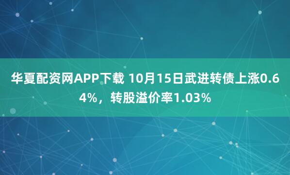 华夏配资网APP下载 10月15日武进转债上涨0.64%，转股溢价率1.03%